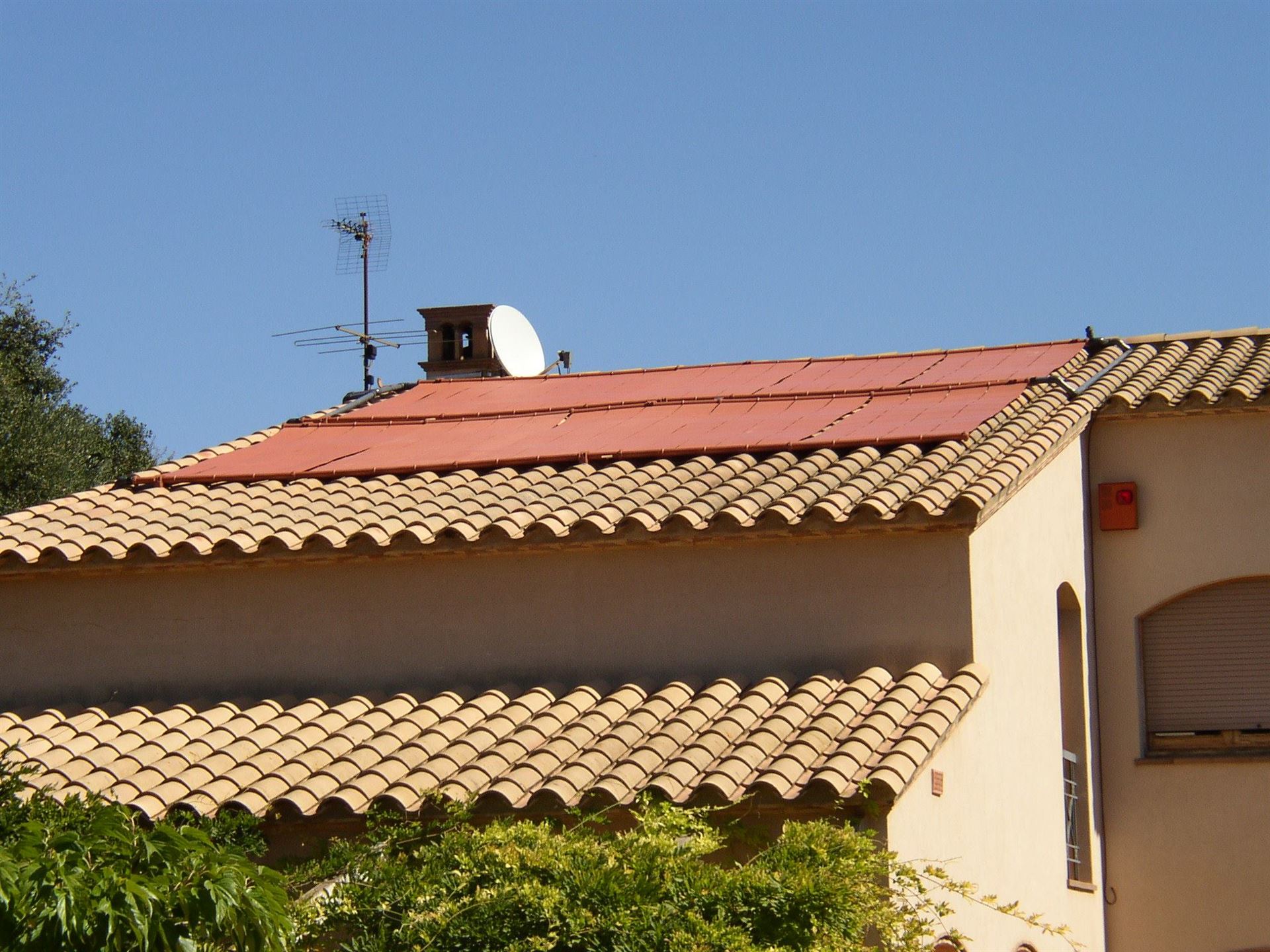 Solar thermal panels on a roof